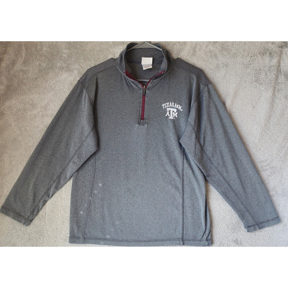 Knights Apparel Texas A&M Pullover Mens Small Gray Quarter Zip Heathered Logo